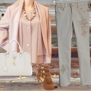 Vintage Wool Crepe Jacket & Scarf Set